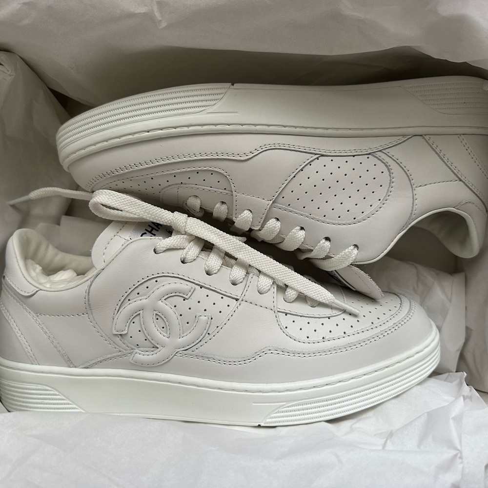 Brand new Chanel all white sneakers